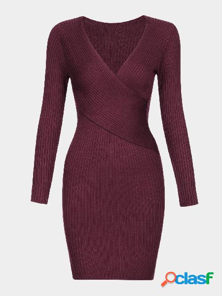 Body-con Crossed V-neck Jumper Dress