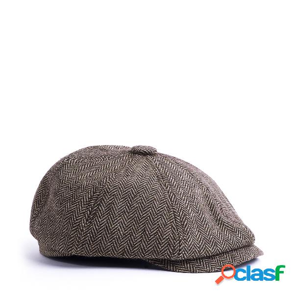 Coffee Tweed Flat Cap Outdoor Casual Warm Comfortable Cabbie