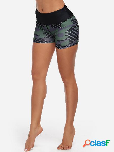 Green Camouflage High-waisted Active Bottoms