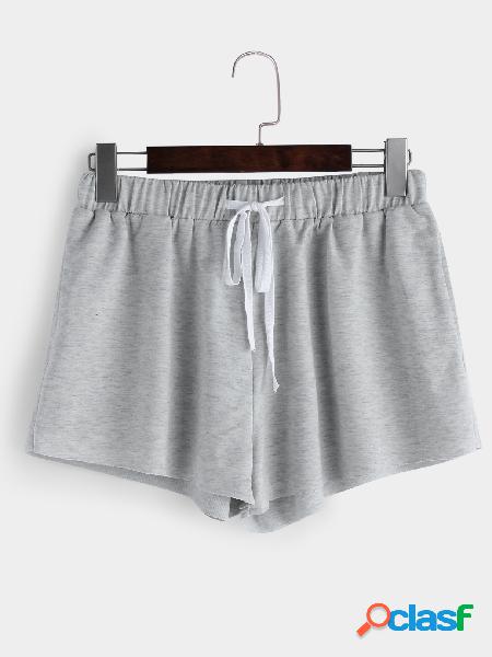 Grey Drawstring Waist Casual Shorts