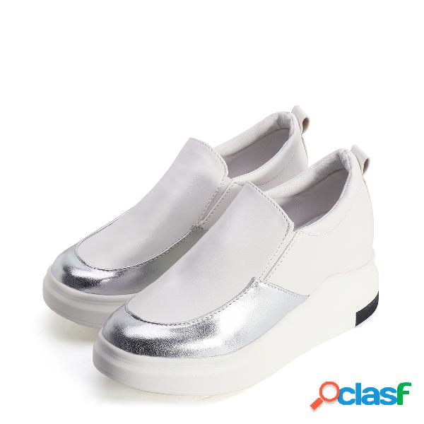 White Round Toe Platform Loafers