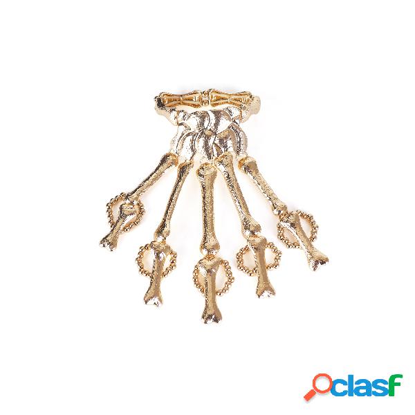 Faux Hand Bones Shape Halloween Metal Bracelet