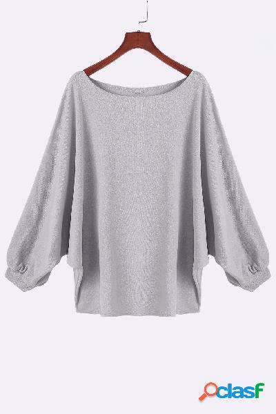 Grey Crew Neck Dolman Sleeve Sweater