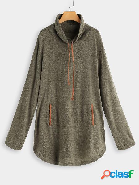 Army Turtleneck Long Sleeves Pocket Design Sweatshirt