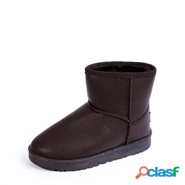Coffee Fur-Lined Casual Snow Boots