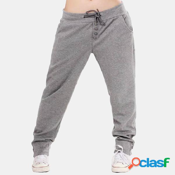Active Front Design Drawstring Elastic Waist Pants in Grey