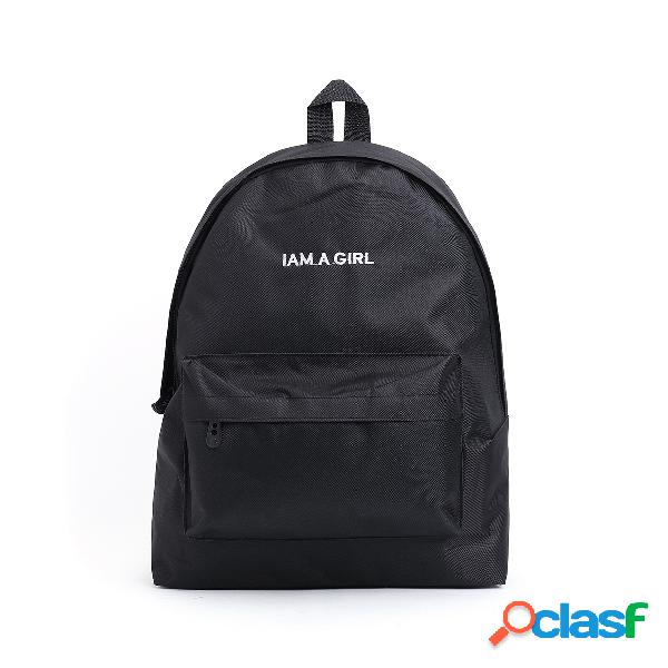 Black Canvas Letter Pattern Backpack