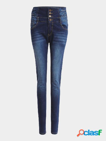 Navy High-waist Skinny Jeans