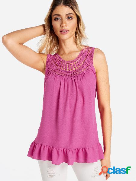 Rose Hollow Design Crew Neck Sleeveless Vest