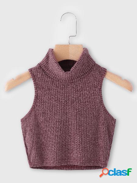 Cameo Turtleneck Sleeveless Knitted Tank Top