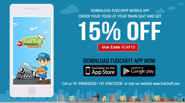 Order Food In Train With FudCheff App and Get 15% Off