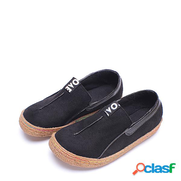 Black Casual Suede Round Toe Flats