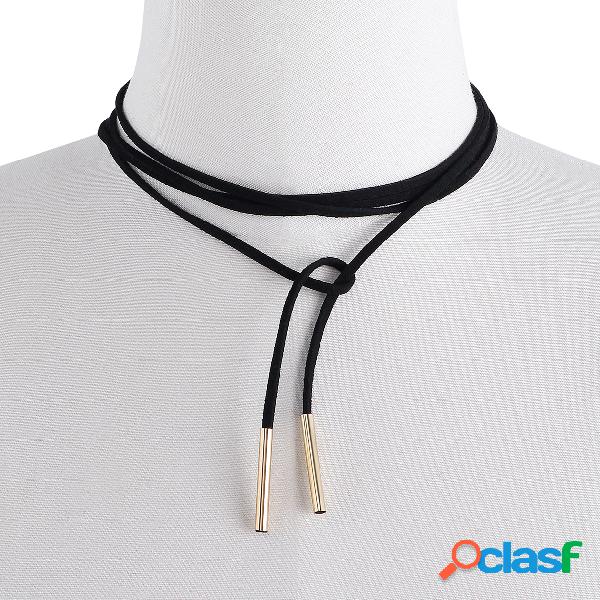Black Velvet line Free Adjustment Sweater Necklace