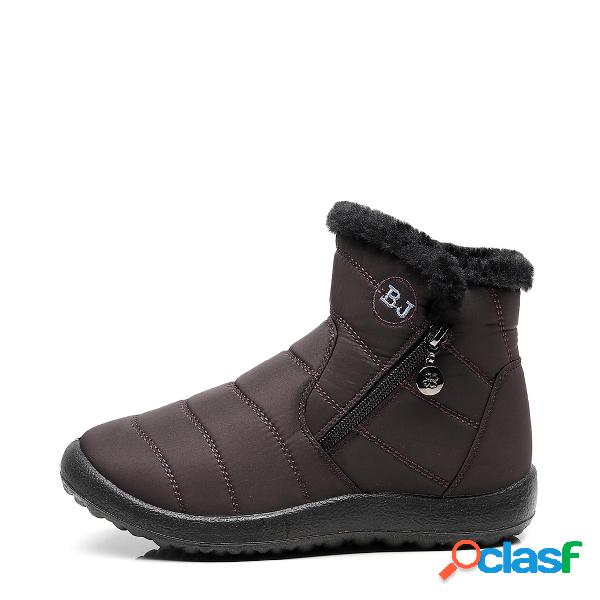 Coffee Warm Fur Lining Waterproof Antiskid Boots