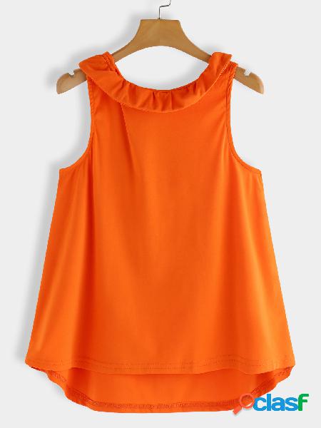 Orange Bowknot Back Design Sleeveless Top