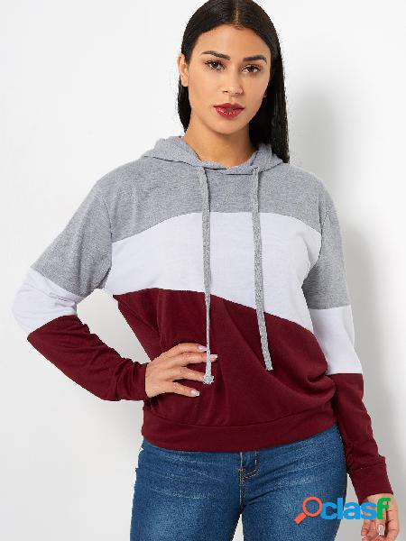 Color Block Pullover Long Sleeves Stitching Hoodie