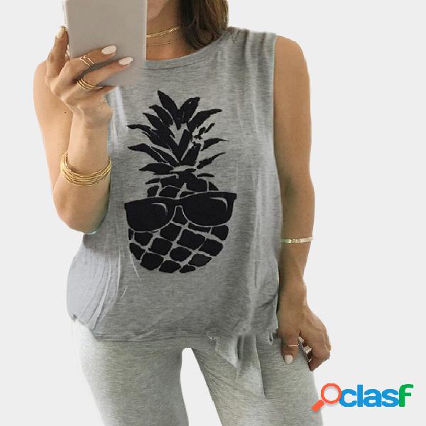 Grey Pineapple Print Cami Top