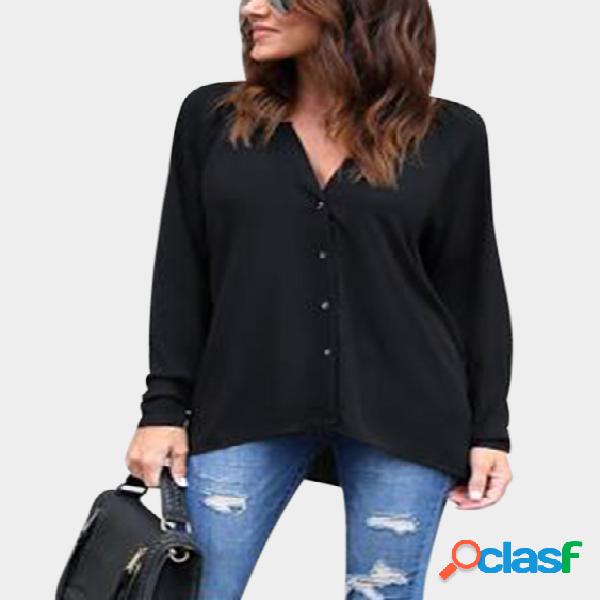 Black Plain Classic Collar Long Sleeves Shirt
