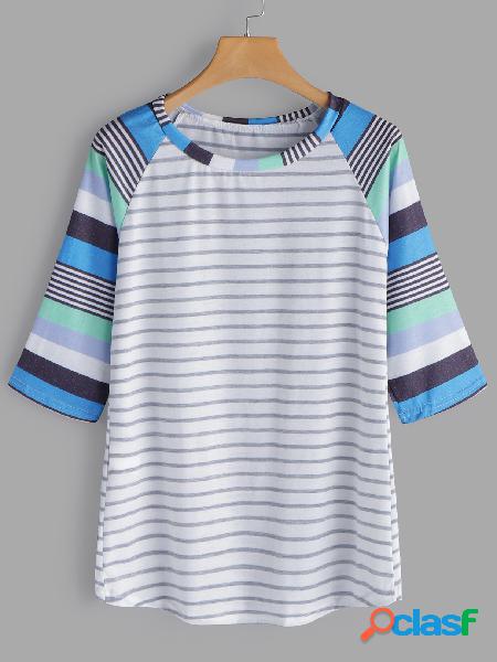 Blue Stripe Round Neck T-shirts