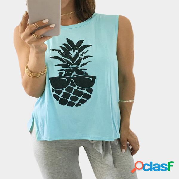 Aqua Pineapple Print Cami Top