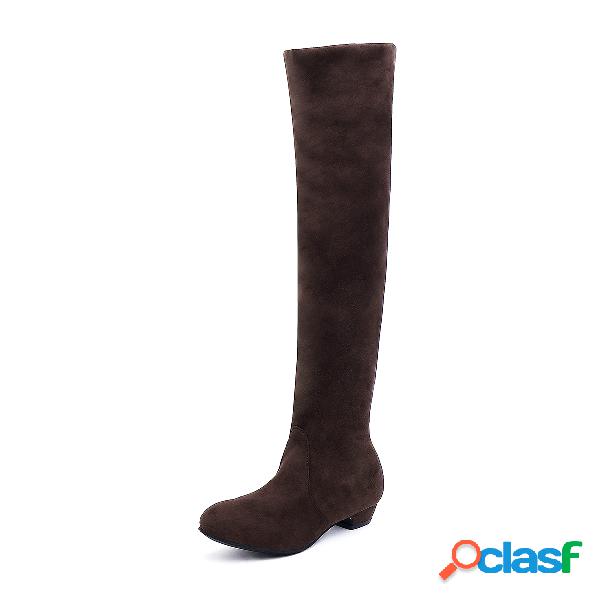 Coffee Point Toe Suede Over The Knee Boots