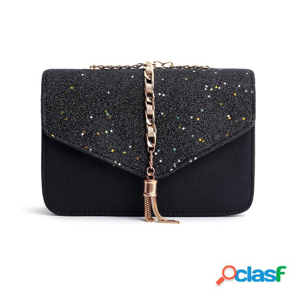 Black Star Tassel Glitter Crossbody Bag