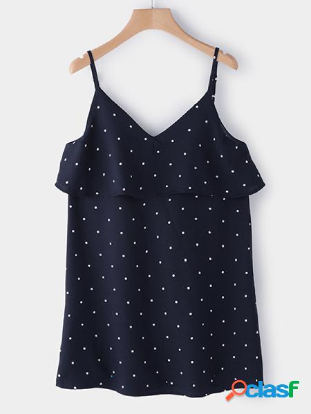 Navy Wave Point Spaghetti Backless Mini Dress