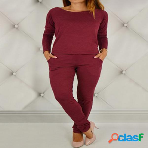 Burgundy Elastic Waist Jumpsuits