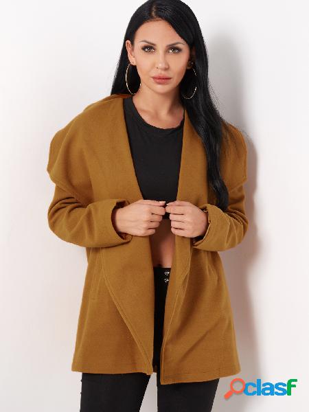 Khaki Crossed Collar Pocket Design Trench Coat