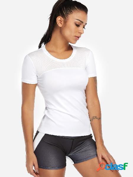 White Plain Crew Neck Short Sleeves Gym Tops