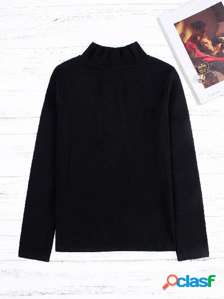 Black High-neck Long Sleeved Top