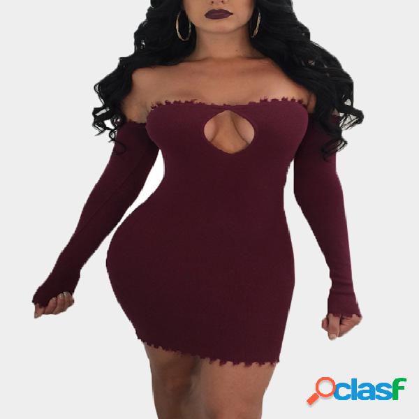 Crimson Cut Out Design Off The Shoulder Dresses