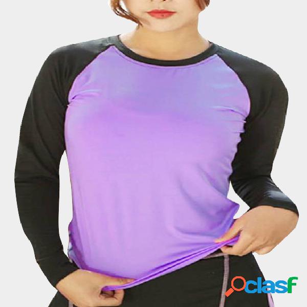 Active Round Neck Long Sleeves T-shirt in Purple