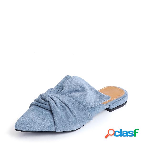 Blue Point Toe Suede Slippers