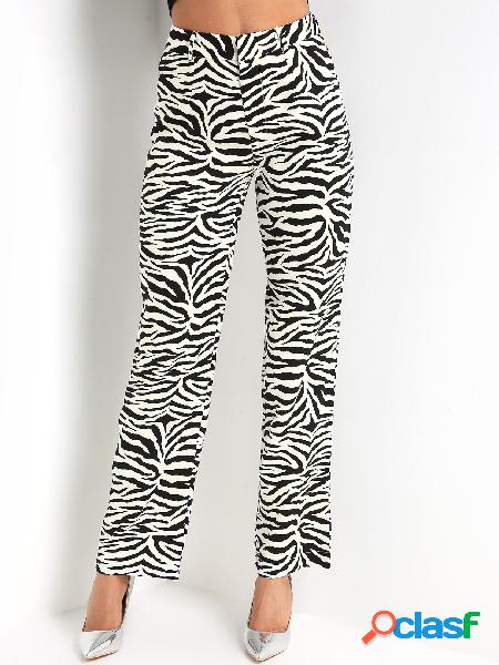 Black Wide Leg Zebra High-waisted Loose Pants