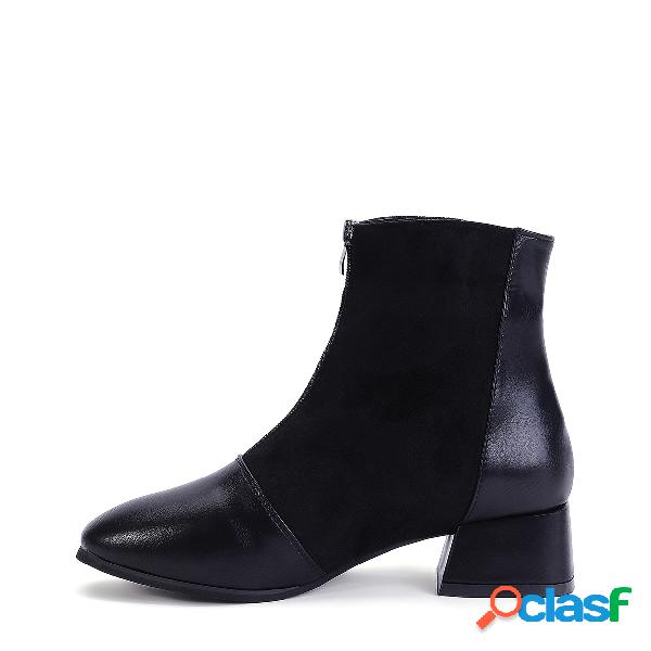 Black Zipper Design Boots