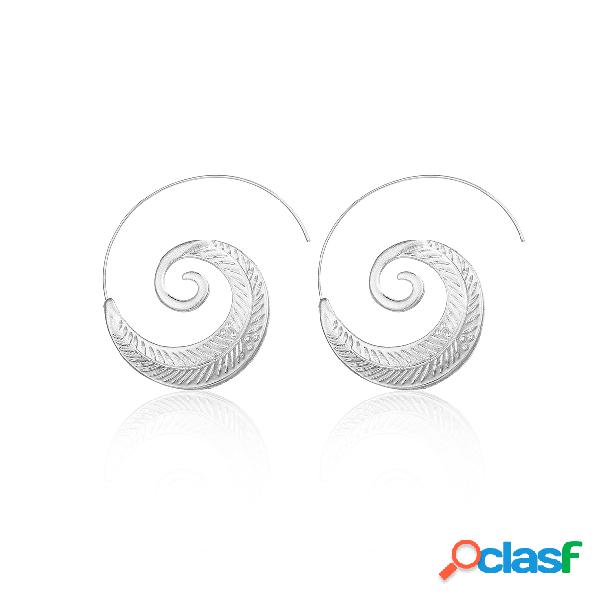 Silver Spiral Leaf Shape Earrings