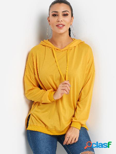 Yellow Rose Print Pullover Long Sleeves Hoodie