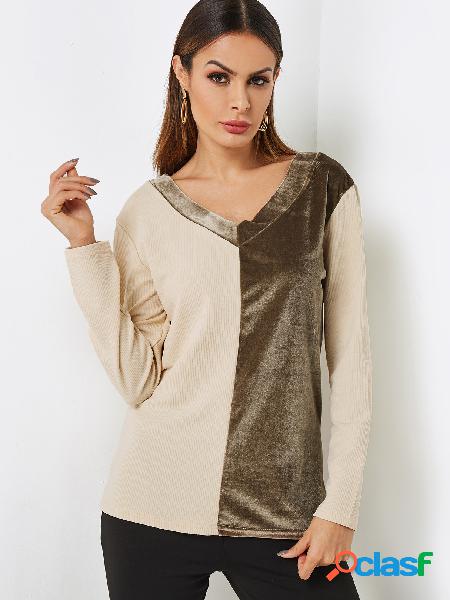 Khaki and Brown Colorblock Top