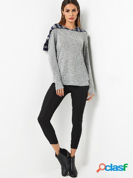 Grey Pullover Long Sleeves Hoodie T-shirt