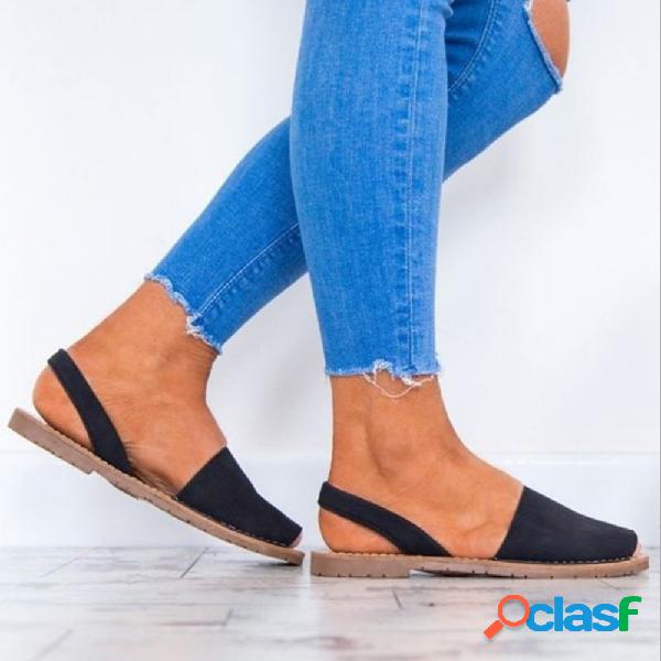 Black Gladiator Style Peep Toe Flat Sandals