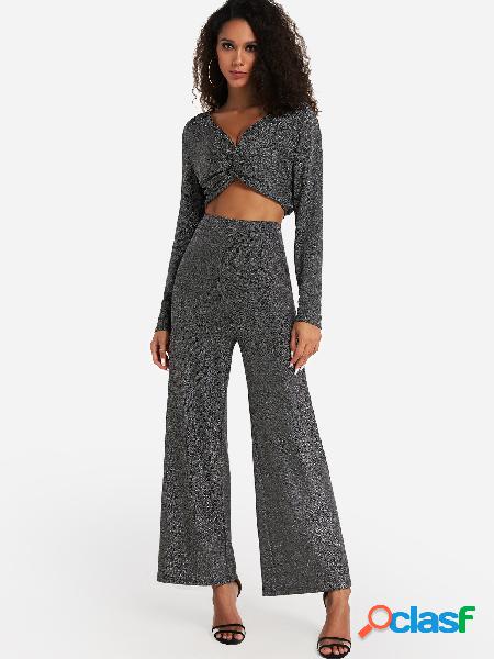 Dark Grey Wide Leg High-waisted Pants