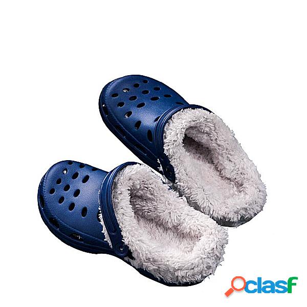 Dark Blue Clog Winter Antiskid Warm Indoor Casual House