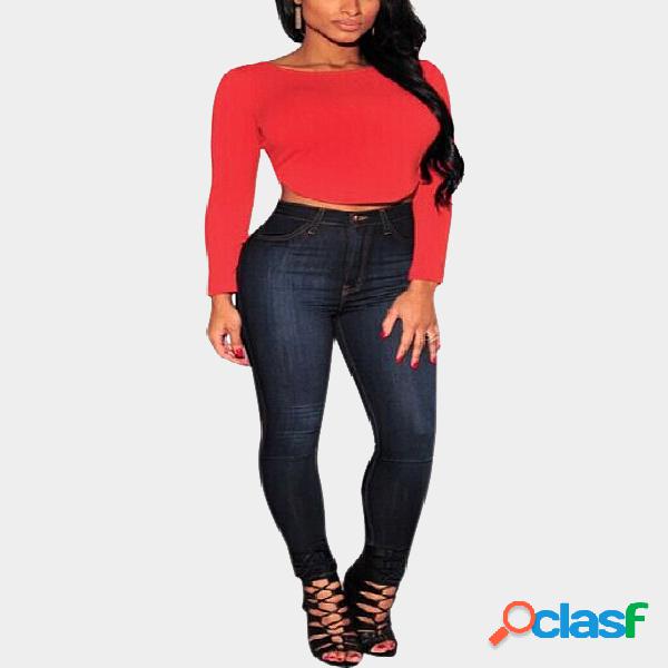 Red Curved Crop Top