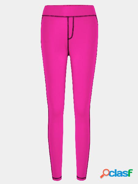 Stitching Design Bodycon fit Elastic Trousers in Rose