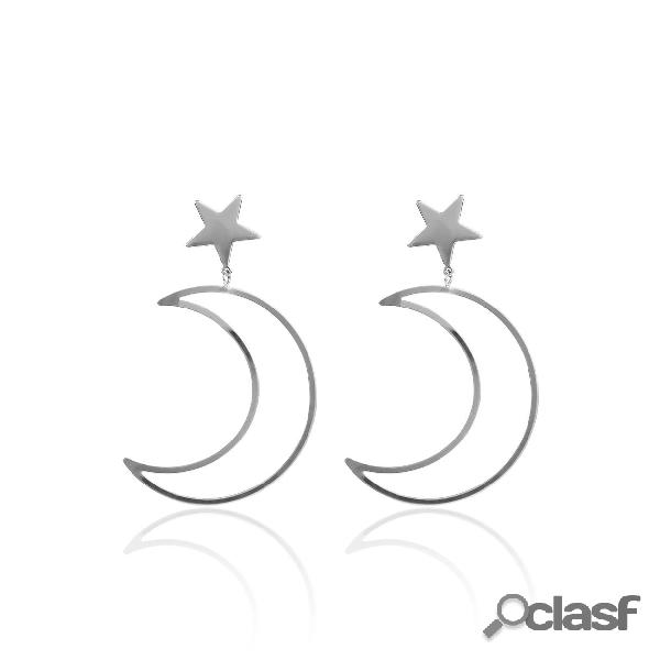 Silver Moon Shape Metal Earrings