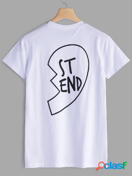 White Letter Printed Crew Neck Short Sleeves T-shirts