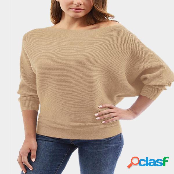 Khaki One Shoulder Long Sleeves Sweater