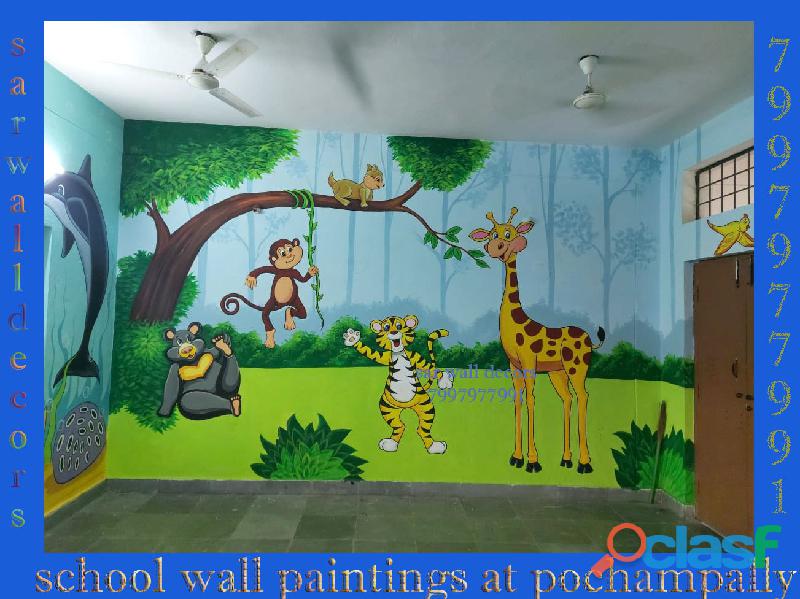 school wall painting & cartoon wall painting at pochampally