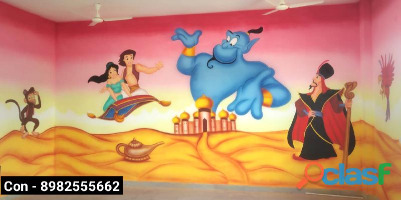 best school wall painting artist bhopal cartoon wall